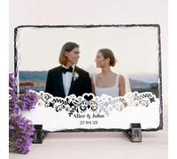 Wanapix | Photo sur Ardoise | Plaque Cadre Photo Personnalisé | Cadeau Saint Valentin | Cadeau original | 19x14cm | Mariage