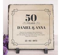 Wanapix | Photo sur Ardoise | Plaque Cadre Photo Personnalisé | Cadeau Saint Valentin | Cadeau original | 19x19cm | Noces d'or