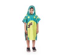Wanapix | Poncho de Bain Enfant avec Nom | Serviette/Cape de Bain Personnalisé | Poncho à Capuche | Plage/Bain/Natation | M (110 a 134 cm) | Dinosaurio