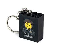 Wanapix | Porte cléf Blocks Personnalisable | Compatibles Briques | Bloc de Construction Avec Photo et Texte | 3,3 x 4 cm | Idee Cadeau Original | Noir