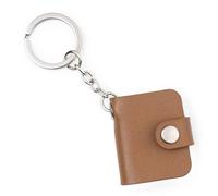 Wanapix | Porte-clés Mini Livre Personnalisé | Album Photo 18 Pages (9 feuilles doubles) | Mini Livre Stockage de Photo | Cadeau Original | 3,9 cm x 3,8 cm | Simili Cuir Marron