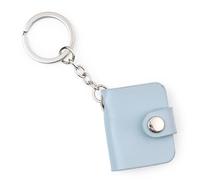Wanapix | Porte-clés Mini Livre Personnalisé | Album Photo 18 Pages (9 feuilles doubles) | Mini Livre Stockage de Photo | Cadeau Original | 3,9 cm x 3,8 cm | Simili Cuir Bleu