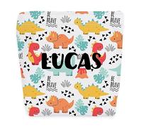 Wanapix | Porte Snacks Réutilisable Personnalisé avec Nom | Sac à Collation et à Sandwich | Résistant aux Taches/Imperméable/Verrouillable| Sac en Tissu | 18 cm | Dinosaure