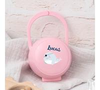 Wanapix | Porte-Sucette Bébé Personnalisé | Étui à Sucette avec Housses | Sans BPA | Motif Marin | Rose