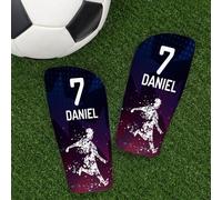 Wanapix | Protège-Tibias Personnalisés Football pour Enfant | avec Dorsal et Nom | Une Protection complète | Footballeur - Talla M