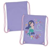 Wanapix | Sac à dos enfant avec nom | Cartable à cordon personnalisé | Mussete à dos imperméable | Sacs à dos rentrée des classes/jardin d'enfants | 27x33 cm | Sirène