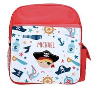 Wanapix | Sac à Dos Enfant Personnalisé | Mini Backpack pour Enfants avec Nom | École/Maternelle | Enfant Garçon Fille 3 4 5 Ans | Rouge | Pirates