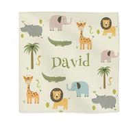 Wanapix | Serviettes de Table en Tissu Personnalisées avec Nom | pour Enfants | Rentrée Scolaire | Crèche/Maternelle/Petite Section/École | 45x45 cm | Animaux Sauvages