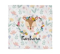 Wanapix | Serviettes de Table en Tissu Personnalisées avec Nom | pour Enfants | Rentrée Scolaire | Crèche/Maternelle/Petite Section/École | 45x45 cm | Chevreuil