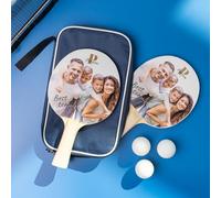 Wanapix | Set de 2 Raquettes de Ping-Pong Personnalisées + 3 Balles + Étui en Textile | Raquettes de Tennis de Table avec Photos | Personnalisez Chaque Raquette Différemment | 100% Personnalisées