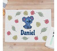 Wanapix | Set de Table Personnalisé avec Texte | Set de Table en Tissu pour Enfant | Nappe Personnalisée | Imperméable et Lavable | 50x35 cm | Tropical