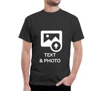 Wanapix | T-Shirt Personnalisé 1 ou 2 Faces | 100% Coton | Taille M | Couleur: Noir | T-Shirts à Manches Courtes | Impression Numérique | Convient pour la Machine à Laver | 100% Personnalisé