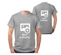 Wanapix|T-Shirt personnalisé 1 ou 2 Faces|Coton|Gris|Manches Courtes|Taille XL