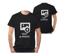 Wanapix|T-Shirt personnalisé 1 ou 2 Faces|Coton|Noir|Manches Courtes|Taille M