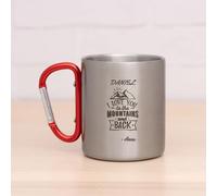 Wanapix | Tasse en Acier Gravée avec Mousqueton | Capacité 30 cl | Personnalisée par Gravure Laser | Tasse pour le Camping et la Montagne | Gravez n'importe quel Texte ou Image