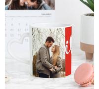 Wanapix | Tasse Personnalisée avec Poignée en Forme de Cœur | Mug avec Photo | Cadeaux Saint-Valentin | Idee Cadeau Original Couple | 325ml | Love Collage