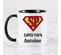 Wanapix | Tasse Personnalisée Fête des Pères | Tasse à Café Personnalisable | Céramique Mug Fete des Pères | cadeaux papa | Va au micro-ondes | Noir - Super père