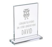 Wanapix | Trophée Personnalisé avec Nom et Texte | Verre Gravé (échelle de Gris) | Trophée Personnalisé | Boîtier de Rangement Inclus | Rectangulaire | Diplôme