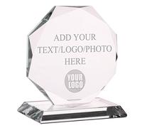 Wanapix | Trophée Personnalisé avec Nom et Texte | Verre Gravé (échelle de Gris) | Trophée Personnalisé | Boîtier de Rangement Inclus | Octogonal 10 cm | 100% Personnalisé