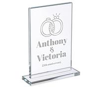 Wanapix | Trophée Personnalisé avec Nom et Texte | Verre Gravé (échelle de Gris) | Trophée Personnalisé | Boîtier de Rangement Inclus | Rectangulaire | Mariage Anniversaire