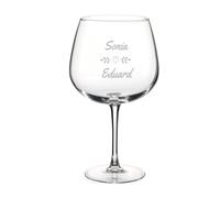 Wanapix | Verre Gin Tonic Personnalisable avec Nom | Verre Ballon/Cocktail | Cristal Gravé au Laser | Lavable au Lave-vaisselle | 70cl | Love heart