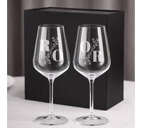 Wanapix | Verres à Vin en cristal Bohème gravés | Initiales |Cadeau mariage
