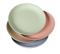 WANBY Assiettes Plates Lot de 4 Plastique Plates Légères de 23cm Incassables non Toxiques Passent au Iave-Vaisselle et au Micro-ondes sans BPA et Saines pour Enfants tout-petits et Adultes