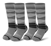 wanchel Chaussettes de ski chaudes pour enfants - 2 paires de chaussettes de ski fabriquées en laine mérinos et coton - Longueur genou - Chaussettes thermiques d'hiver pour garçons, filles et