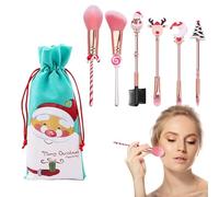 Wand Makeup Brush, Christmas Makeup Brushes, Foundation Blending Brush, Professional Face Brushes with 6 Pieces Wand Makeup Brush Set for a Christmas Look (1 set)