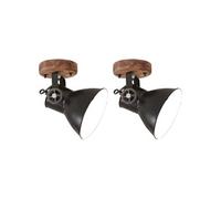 vidaXL Wand-/plafondlampen industrieel 2 st E27 20x25 cm zwart320514 Noir G