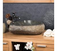 Wanda collection - Grande Vasque en Pierre Naturelle Galet de rivière 50 cm