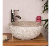 Wanda collection - Lave Mains en marbre à Poser Stromboli Gris 35cm