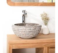 Wanda collection - Lave Mains en marbre Vésuve Pierre Gris 35cm
