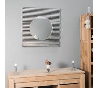 Wanda collection - Miroir Art déco carré en Bois patiné Argent 80 x 80 cm