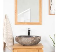 Wanda collection - Vasque à Poser en Pierre Naturelle Salle de Bain Galet 30 cm
