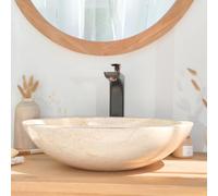 Wanda collection - Vasque Ronde Barcelone en marbre à Poser Colori crème - diamètre 45 cm