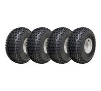 Wanda Pneus ATV 22x11.00-8 Knobby, 4 plis, sans chambre à air, montés sur jantes acier 100mm PCD - Lot de 4