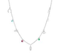 WANDA SILVER Collier Pendentif Chance Argent Sterling 925, pour Femme avec Main de Fatima, Fer à Cheval, Infini et Oeil Turc, avec Chaîne Réglable 40 cm - 45 cm chance (Argent)
