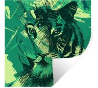 Wandaufkleber - Tiger - Tête - Vert - 100x100 cm - Repositionierbar