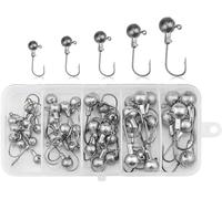 Wandefol Lot de 45 hameçons Jig avec tête ronde pour poissons en caoutchouc pour la pêche aux poissons prédateurs, avec différentes tailles 2 g, 3,5 g, 5 g, 7 g, 10 g
