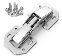 Wandefol Lot de 8 Charnière Porte Placard en Inox, 105 × 44mm Charnière Invisible Meubles Porte Coin 90 Degrés avec 64 Vis