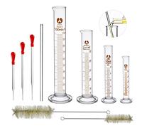 Wandefol Pack de 4 Éprouvettes Graduées + 3 Pipettes Compte-gouttes + 2 Brosse à Pipette + 1 Tige d’agitation, Kit Accessoires pour Pharmacie, Parfum, Laboratoire, Hôpital, Chimie
