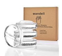 wandeli Pack de 4 Poids de Fermentation en Verre Pierre cornichons Ronds avec poignée Facile à Tenir pour la Fermentation de cornichons, cornichons et choucroute dans Un Pot Mason à Large Bouche