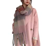 Wander Agio Écharpe d'hiver chaude pour femme - Long châle - Grande écharpe pour temps froid - Couverture épaisse - Écharpe colorée à carreaux, Gris Rouge Violet 28, Large