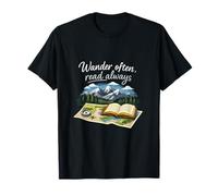 Wander Often Read Always Book Lover Carte de Montagne T-Shirt