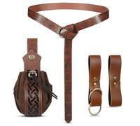 WanderGo Lot de 4 accessoires de vêtements médiévaux, costume viking pour femme avec 1 ceinture viking, 1 sac, 2 boucles de ceinture, ceinture médiévale pour femme pour pirate, sorcière, chevalier
