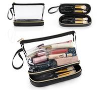 Wandering Nature Trousse de maquillage de voyage pour femme en cuir végétalien, vert sauge, en attente de brevet