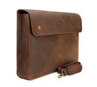 WANDERINGS Dossier en Cuir Plein Fleur Véritable avec Sangle Amovible - Organisateur de Documents Folio Main - Porte-Documents en Cuir - Convient aux Tablettes et Ordinateurs Portables 15" 14" 13"