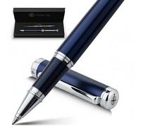 WANDERINGS Stylo Bille Premium à Encre Allemande - Parfaitement Équilibré pour une Expérience d’Écriture Exceptionnelle, Accents Chromés - Blue Breeze - Recharge Schmidt dans un Coffret Cadeau