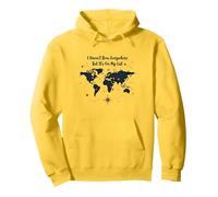 Wanderlust Carte du Monde de Voyage avec Citation d'aventure Sweat à Capuche, Unisexe pour Adultes, Citron, M